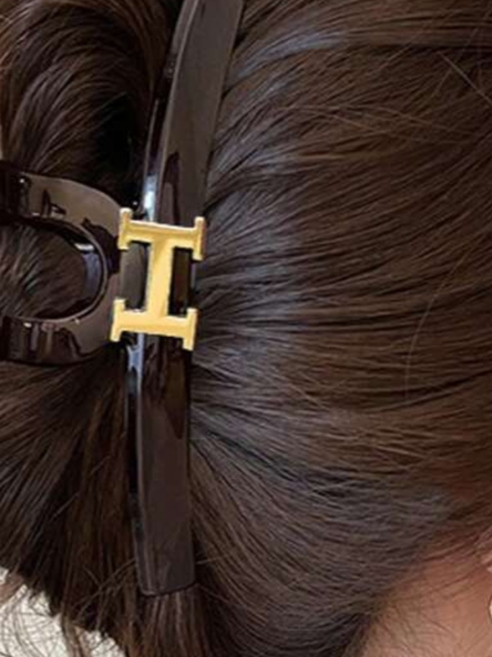 Gold Accent Dark Brown Hair Claw Clip - Designer Style